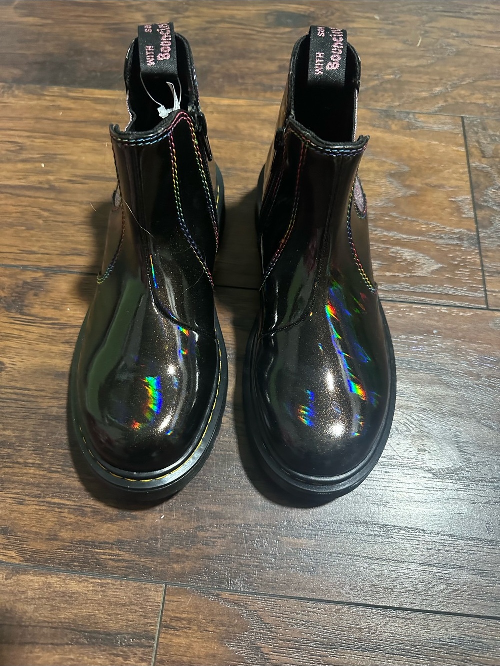 Dr. Martens Kids Black Holographic Chelsea Boots